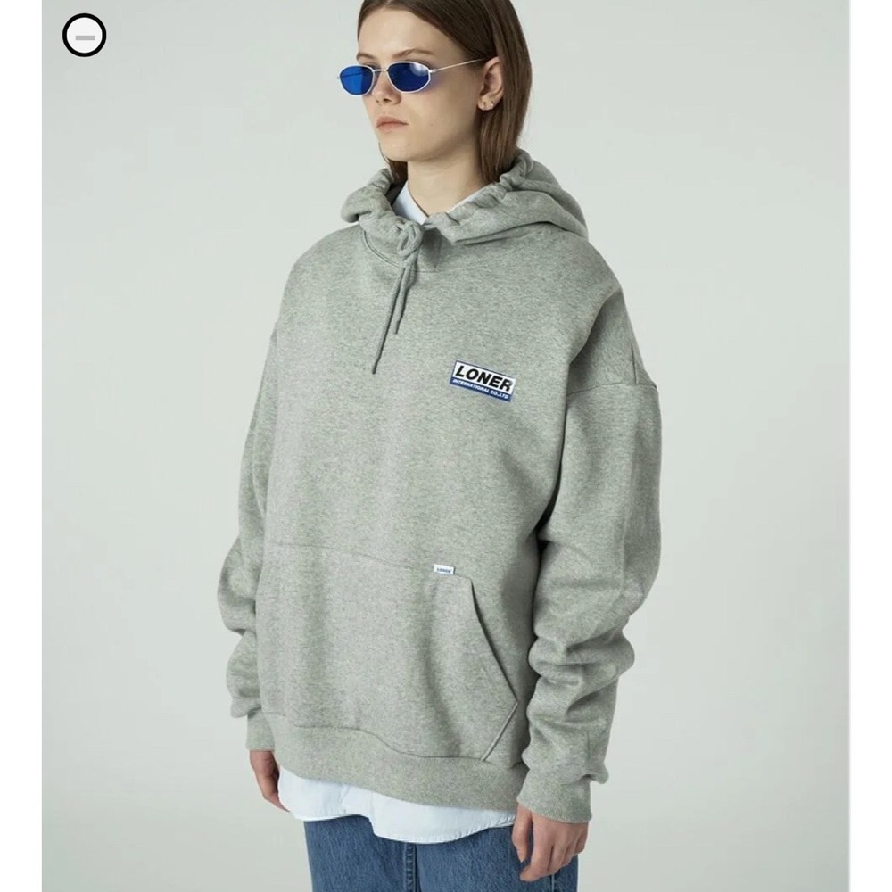 Triple Square Printing Hoodie-Grey
